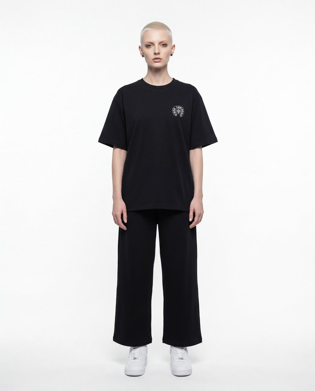 Outlaw Circle Back Tee - Black - Front Full Body — Cor Leonis SS26