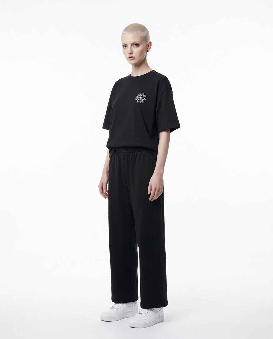 Outlaw Circle Back Tee - Black - Three-Quarter — Cor Leonis SS26