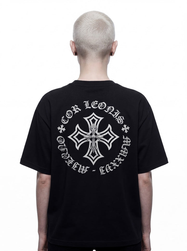 Outlaw Circle Back Tee - Black - Half Back — Cor Leonis SS26