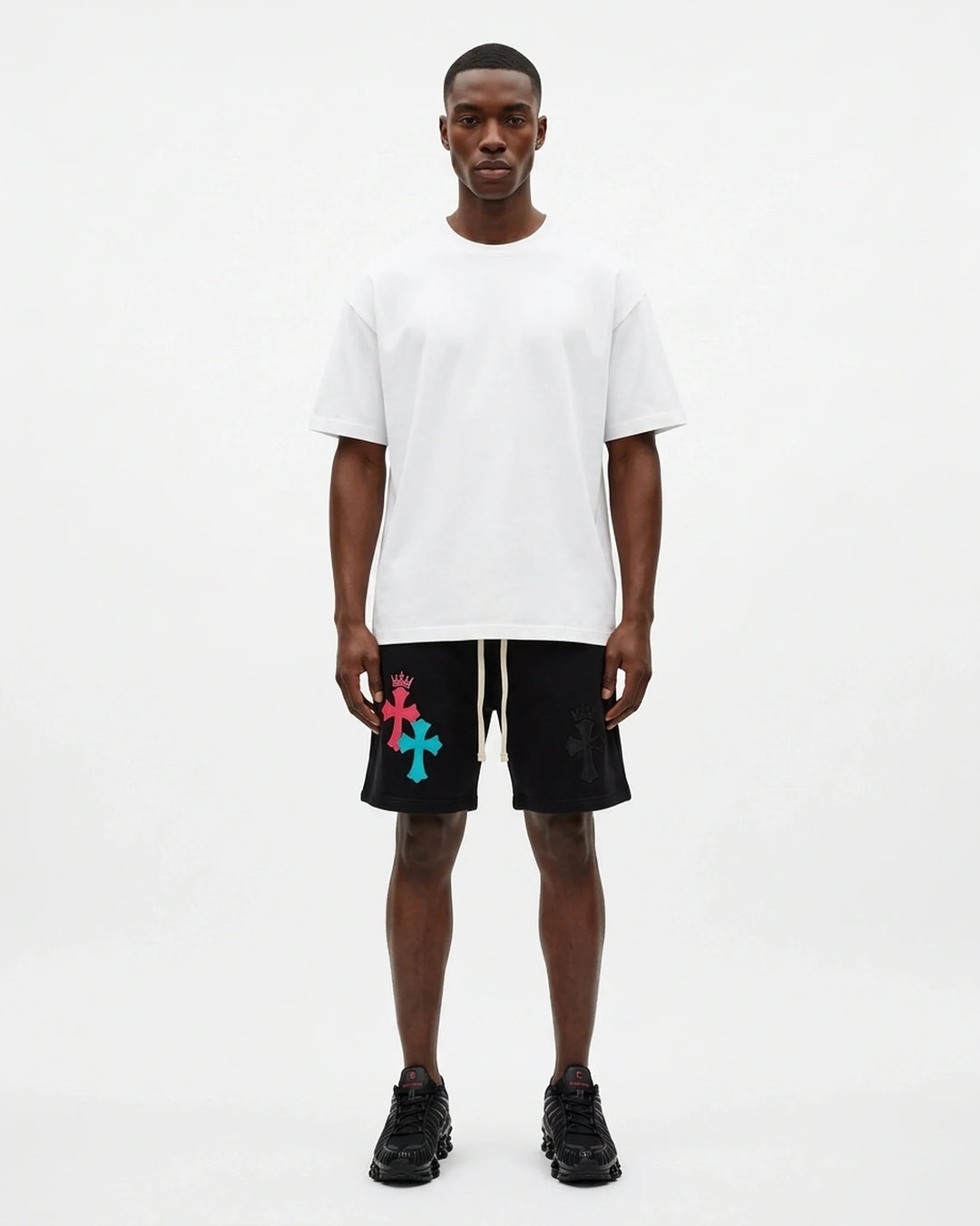 Essential Short Black Front View — Cor Leonis Gothic Streetwear SS26