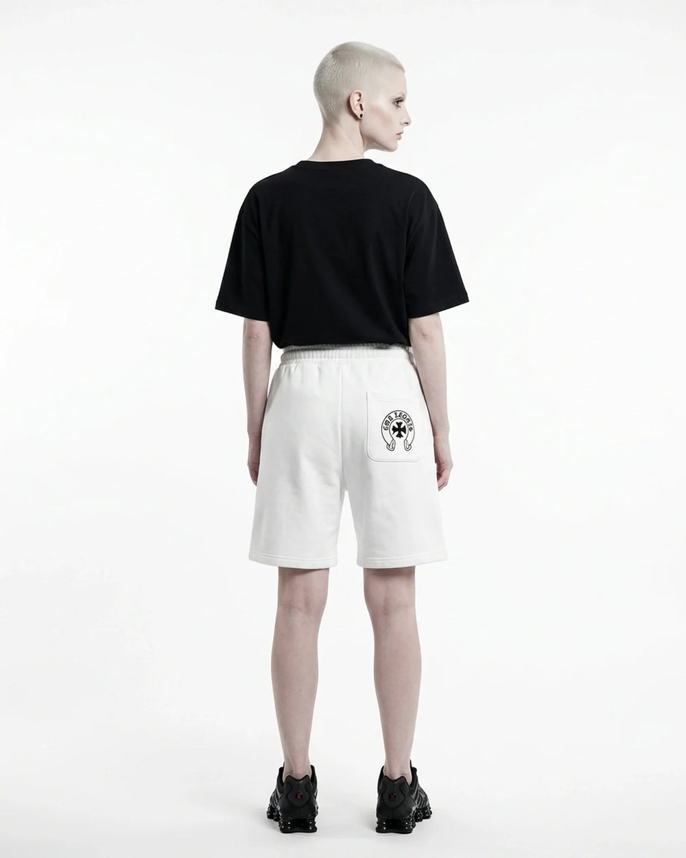 Essential Short White Back View — Cor Leonis Gothic Streetwear SS26