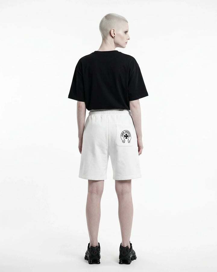 Essential Short White Back View — Cor Leonis Gothic Streetwear SS26