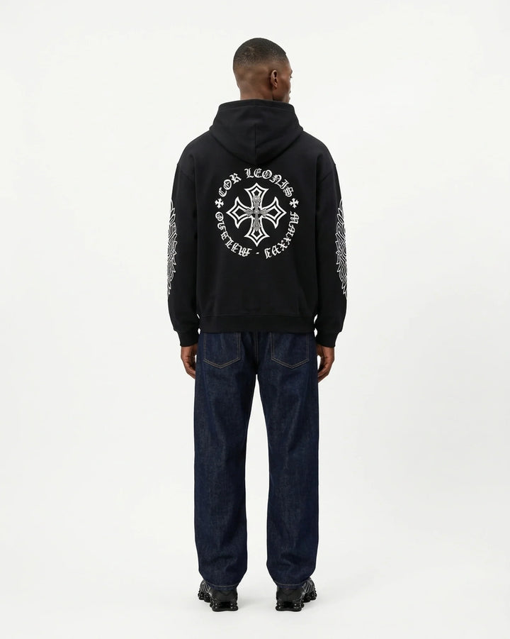 Dynasty Hoodie Black Back View — Cor Leonis Gothic Streetwear SS26