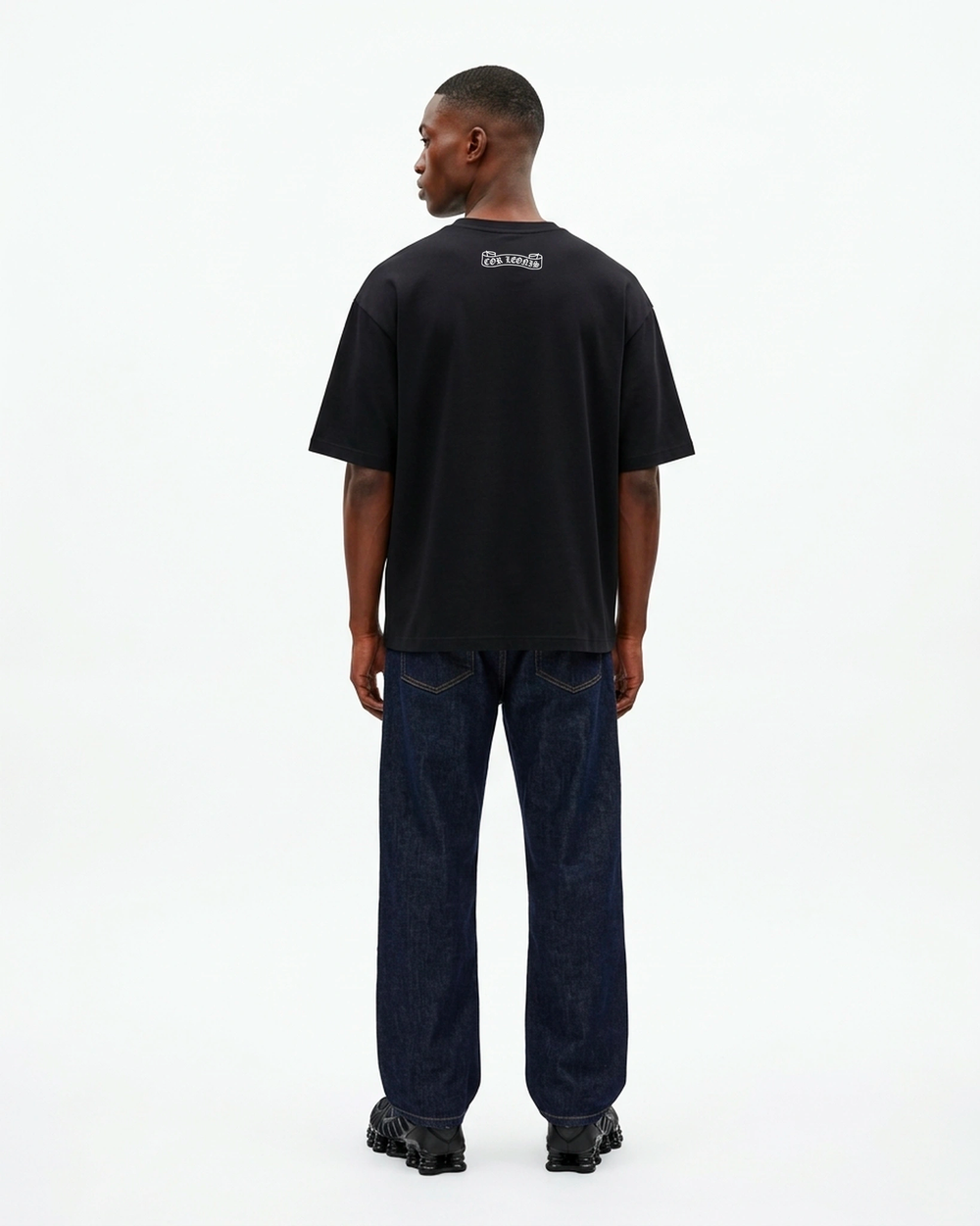 Multi-Cross Oversized Tee Black Back View — Cor Leonis Gothic Streetwear SS26