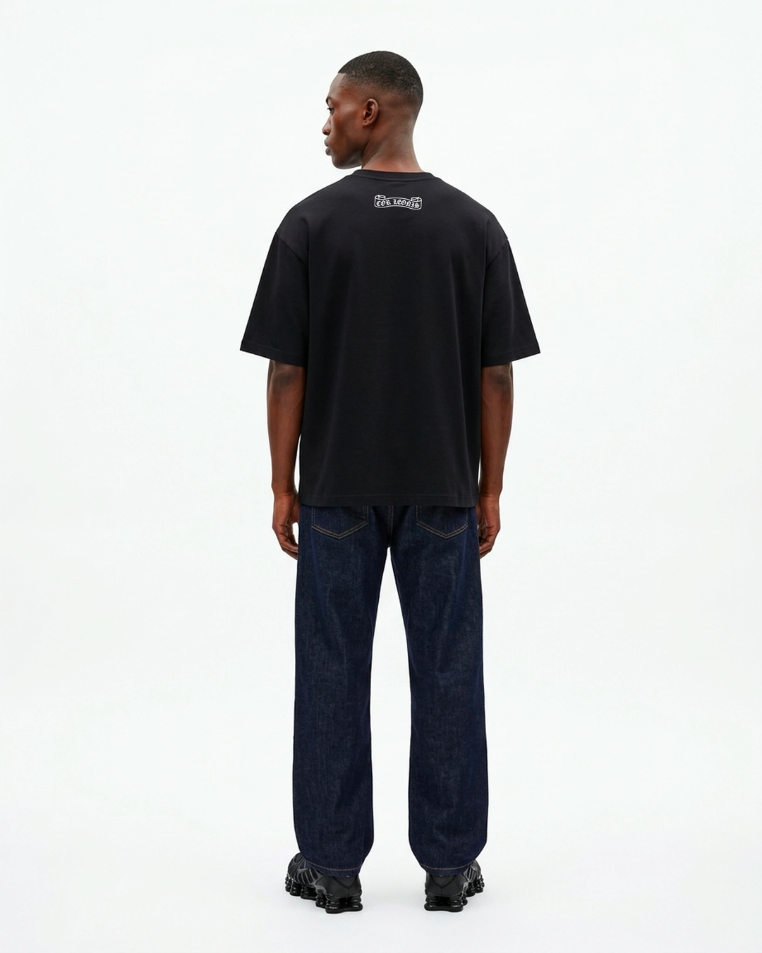 Multi-Cross Oversized Tee Black Back View — Cor Leonis Gothic Streetwear SS26