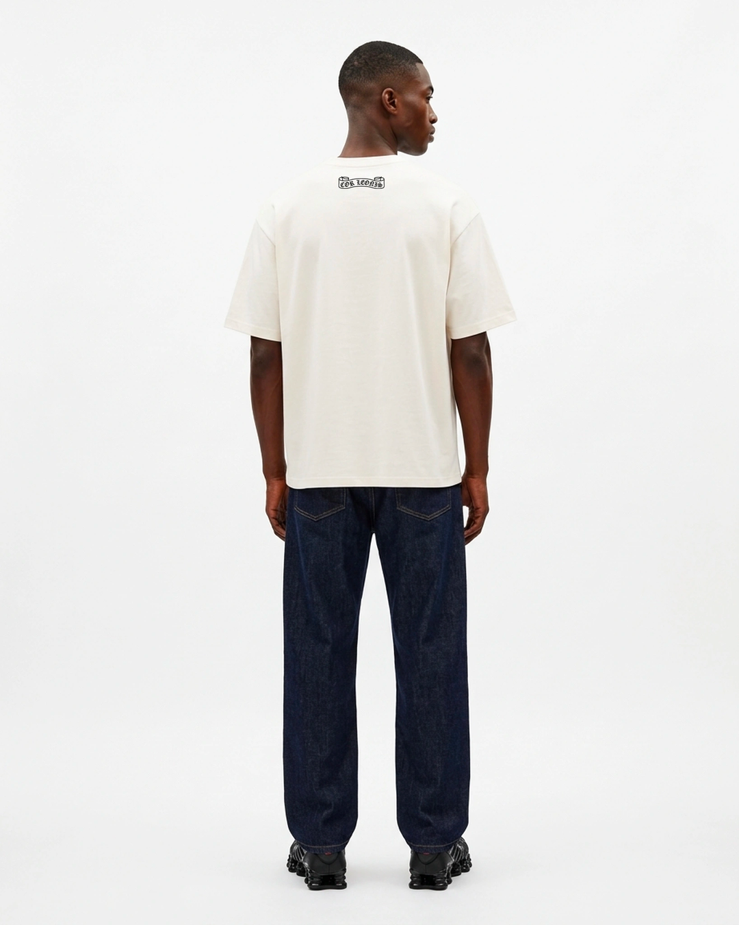 Multi-Cross Oversized Tee White Back View — Cor Leonis Gothic Streetwear SS26