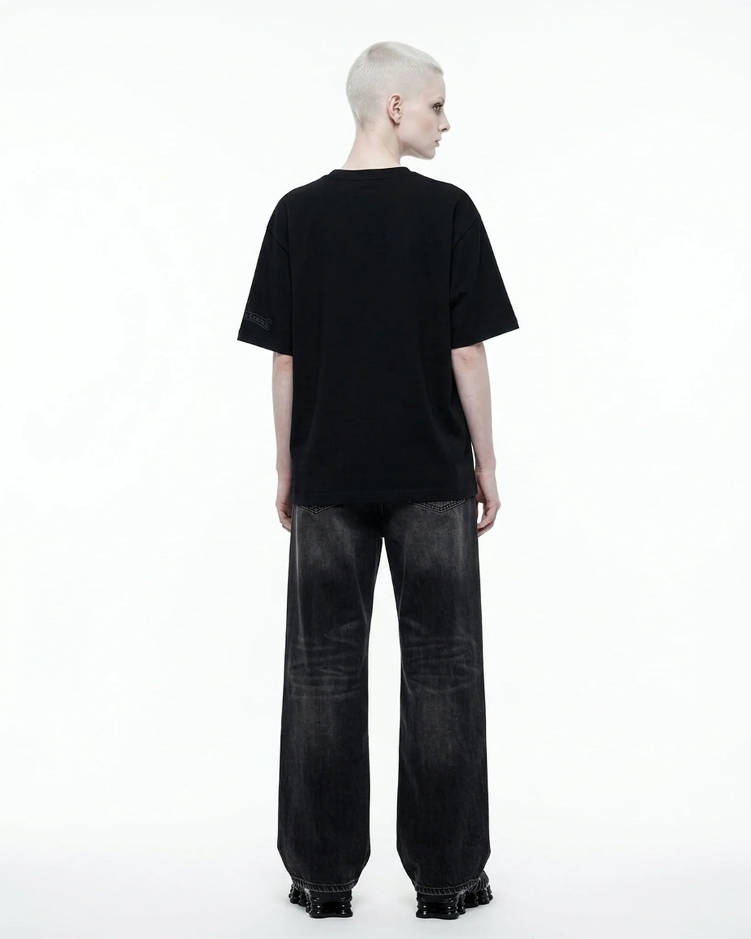 Double Cross Regular Fit Tee Black Back View — Cor Leonis Gothic Streetwear SS26