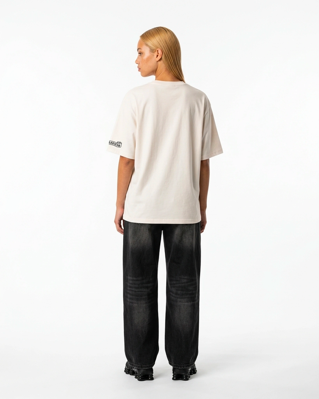 Double Cross Regular Fit Tee White Back View — Cor Leonis Gothic Streetwear SS26