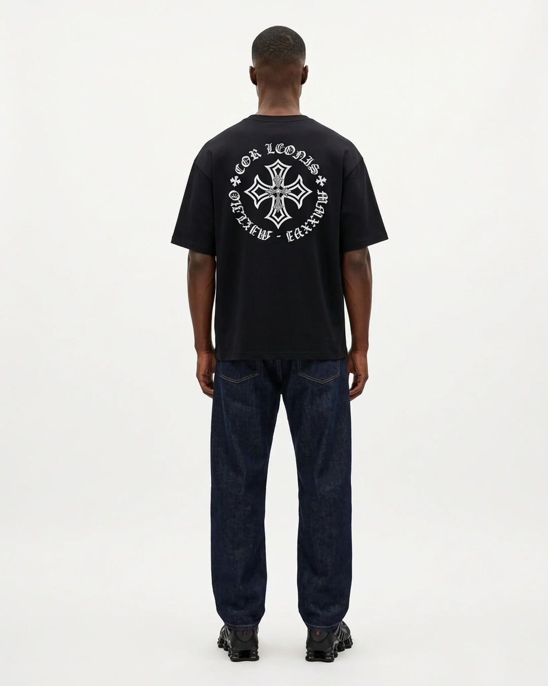 Circle Crest Regular Fit Tee Black Back View — Cor Leonis Gothic Streetwear SS26