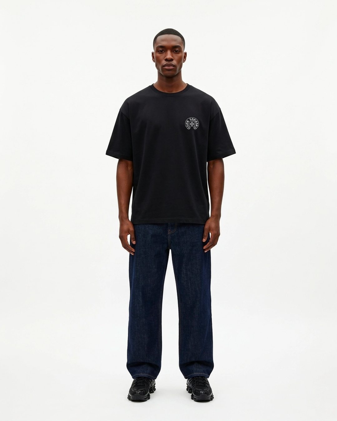 Circle Crest Regular Fit Tee Black Front View — Cor Leonis Gothic Streetwear SS26