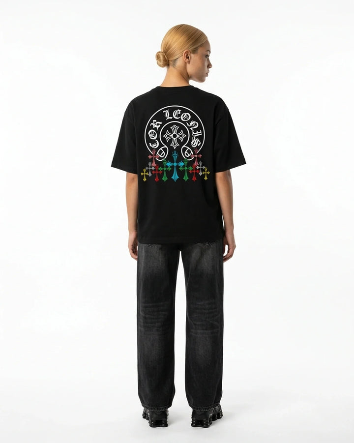 Essential Logo Tee Black Back View — Cor Leonis Gothic Streetwear SS26