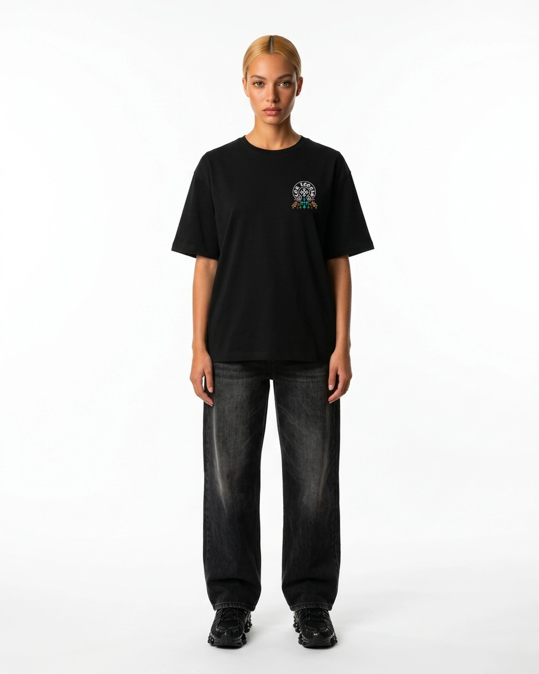 Essential Logo Tee Black Front View — Cor Leonis Gothic Streetwear SS26