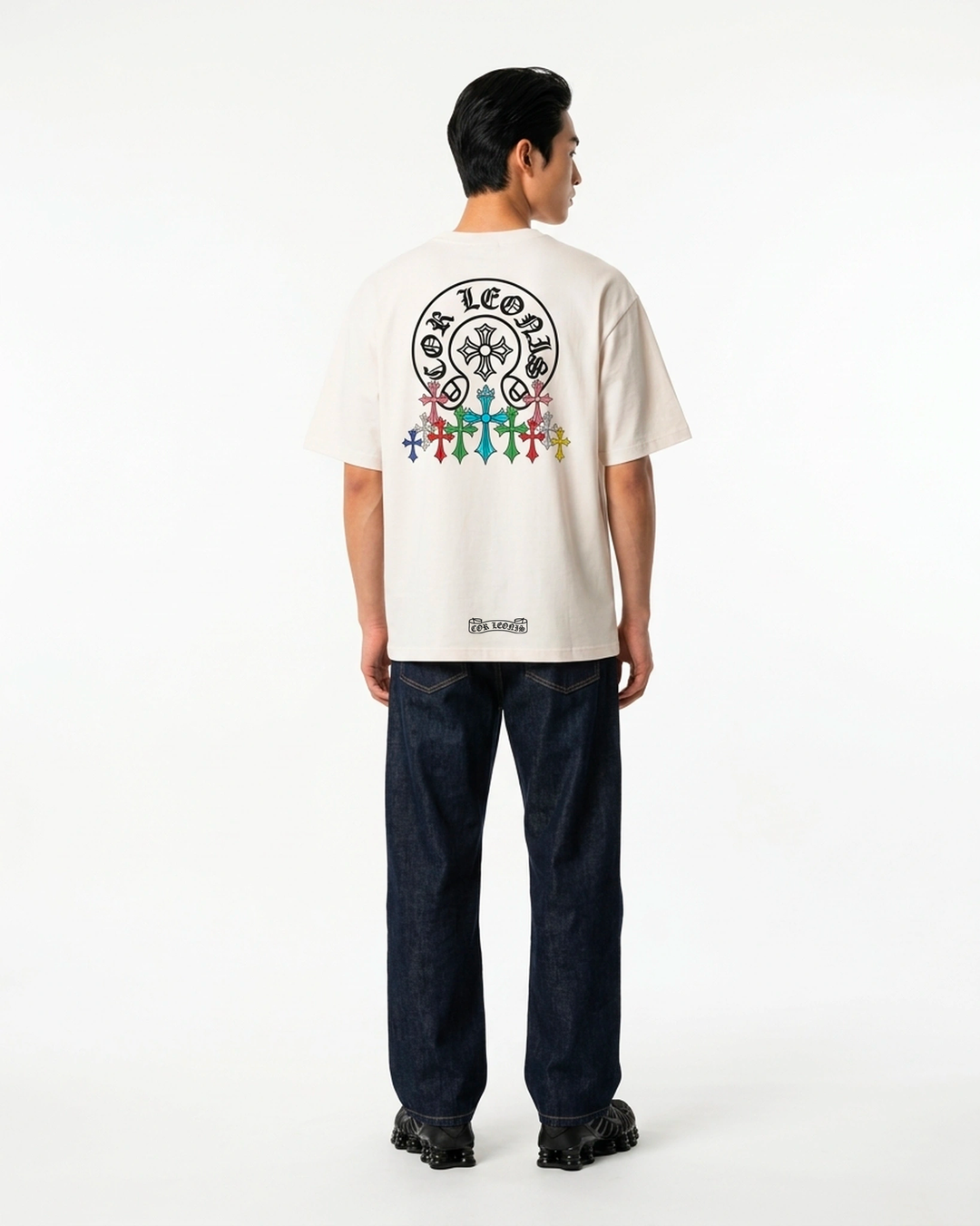 Essential Logo Tee White Back View — Cor Leonis Gothic Streetwear SS26