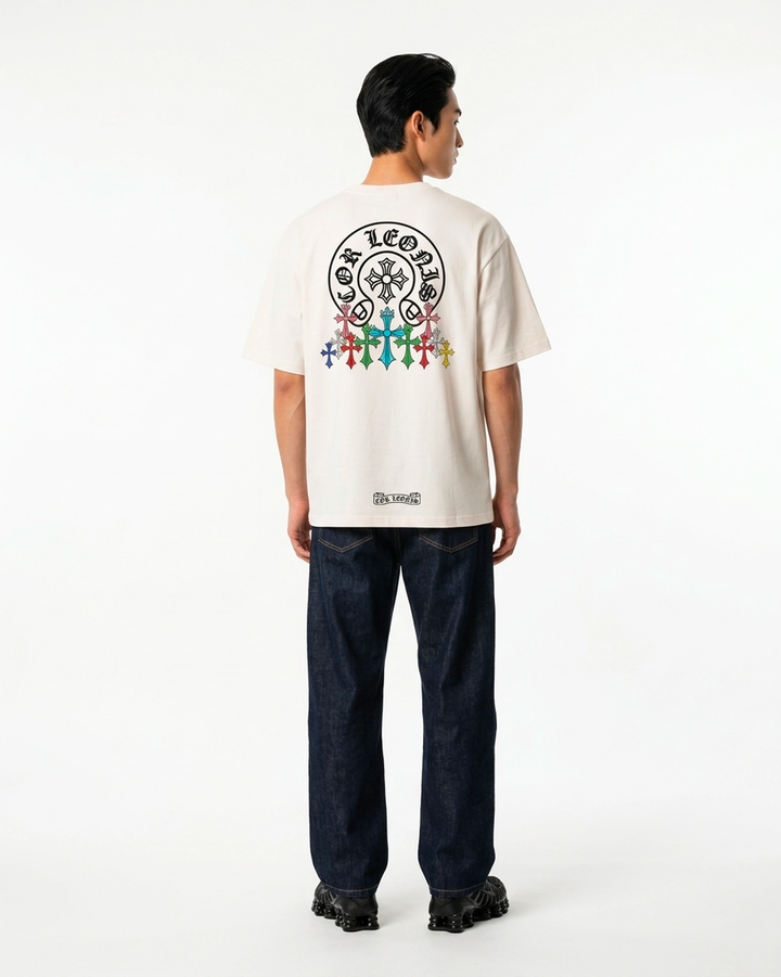 Essential Logo Tee White Back View — Cor Leonis Gothic Streetwear SS26