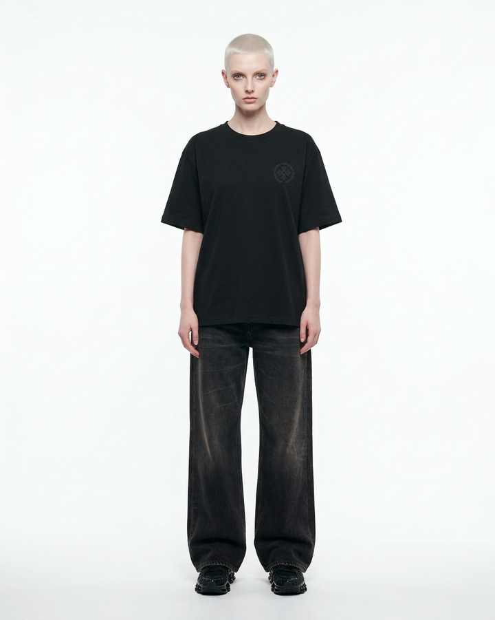 Dynasty Crest Regular Fit Tee Black Front View — Cor Leonis Gothic Streetwear SS26