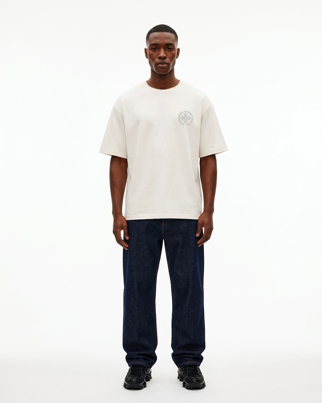 Dynasty Crest Regular Fit Tee White Front View — Cor Leonis Gothic Streetwear SS26