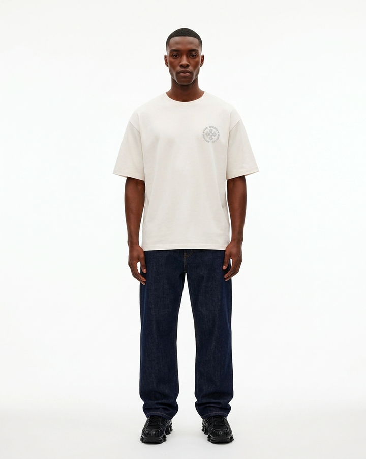 Dynasty Crest Regular Fit Tee White Front View — Cor Leonis Gothic Streetwear SS26