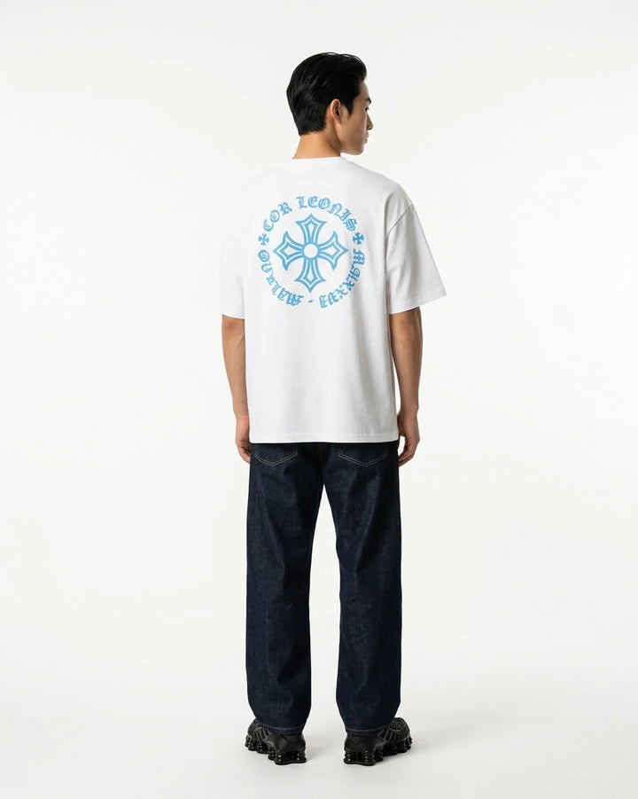 Optic White Tee White Back View — Cor Leonis Gothic Streetwear SS26