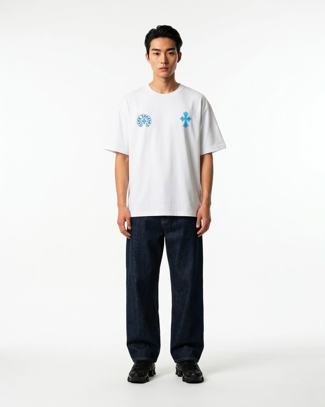 Optic White Tee White Front View — Cor Leonis Gothic Streetwear SS26