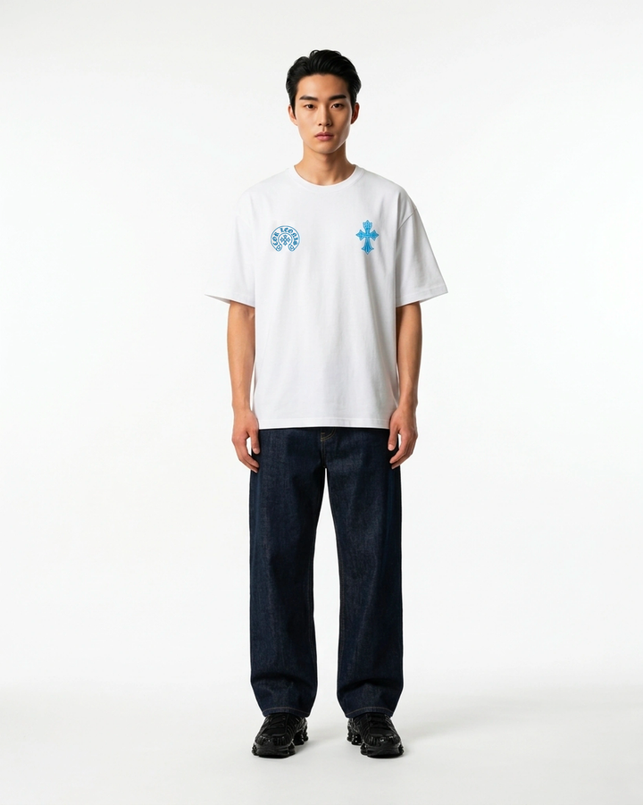 Optic White Tee White Front View — Cor Leonis Gothic Streetwear SS26