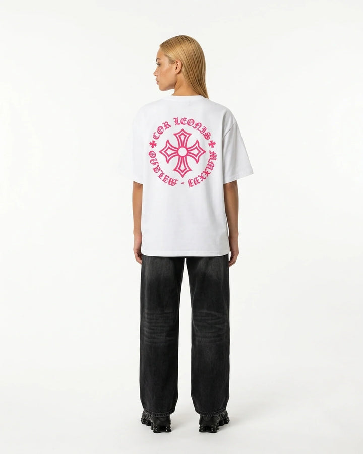 Optic White Tee White Back View — Cor Leonis Gothic Streetwear SS26