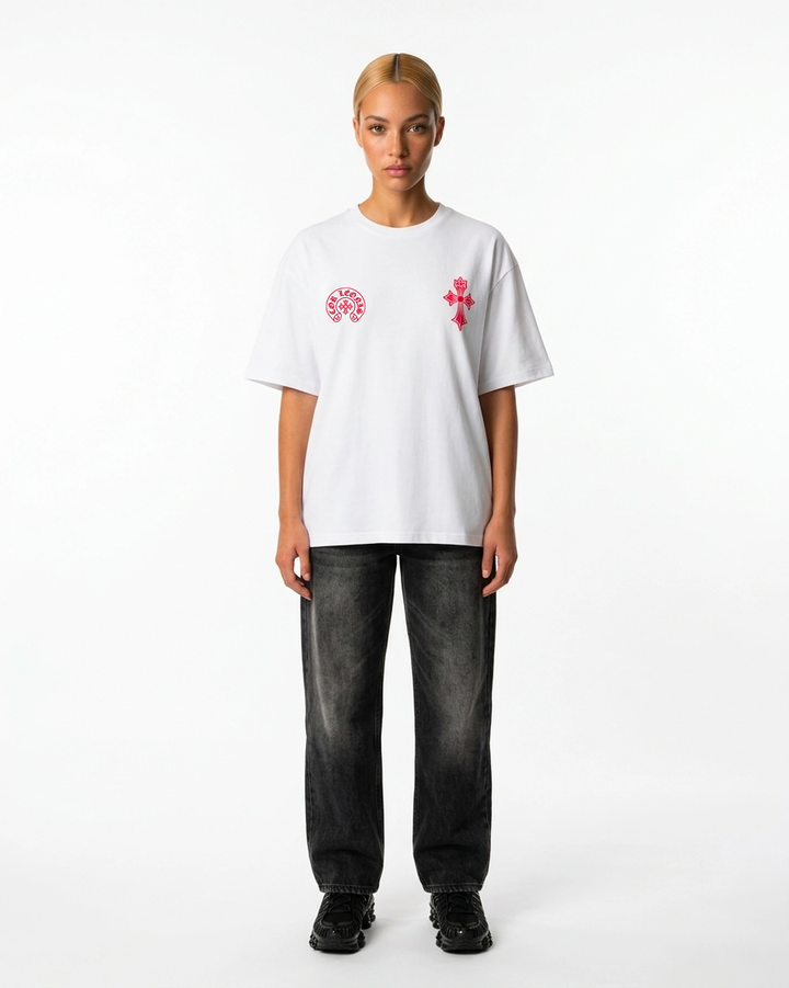 Optic White Tee White Front View — Cor Leonis Gothic Streetwear SS26