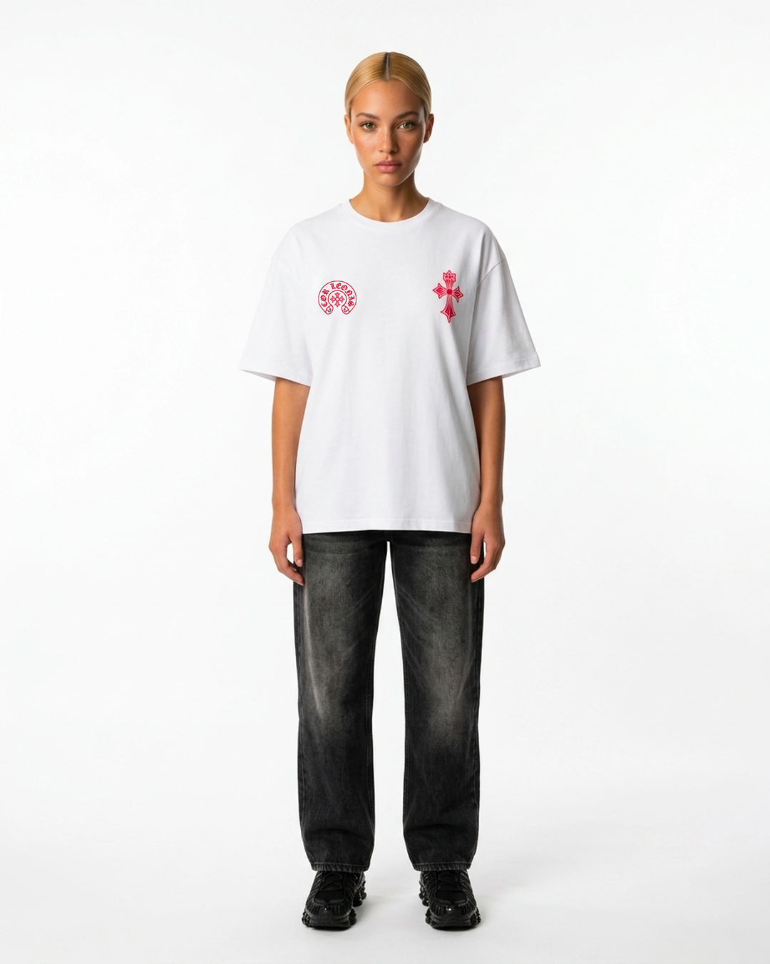 Optic White Tee White Front View — Cor Leonis Gothic Streetwear SS26